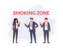 Employees taking a smoke break at work 