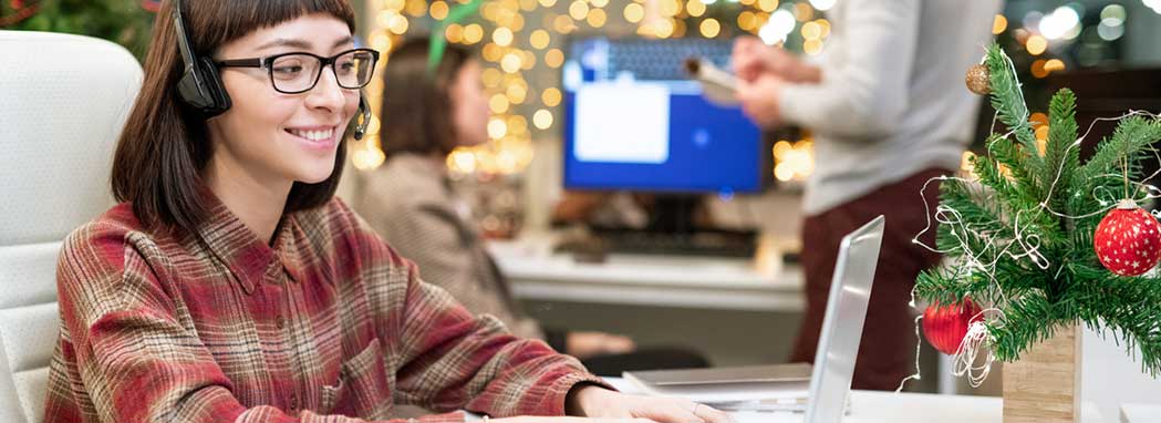 employee works at her desk 