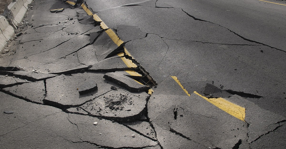 uneven road from earthquake damage