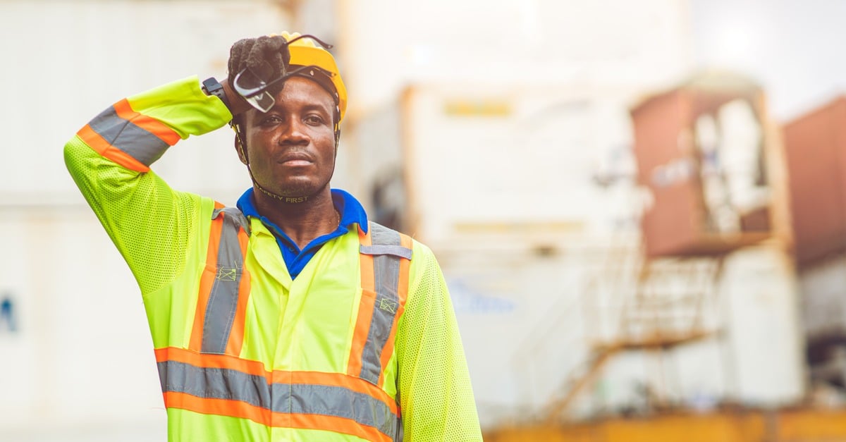 Constructor worker is exhausted from the heat.
